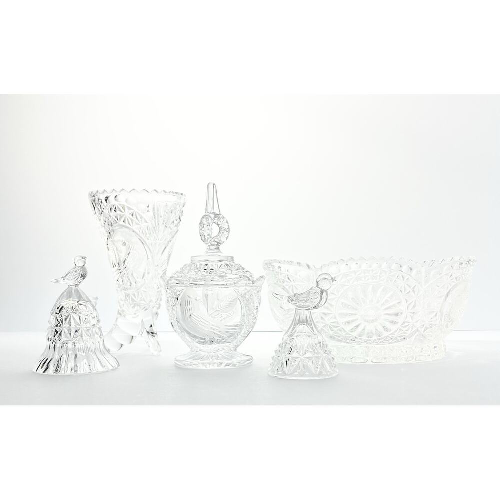 Hofbauer “Byrdes” 5-Piece Crystal Dinnerware Serving Hostess & Decor Set - Picture 2 of 11